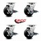 Service Caster 4 Inch Rubber on Cast Iron Swivel Caster Set with Roller Bearings and Brakes SCC-20S420-RSR-TLB-4 - alternate 3